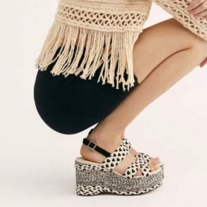 Free people cream and black heels NWT